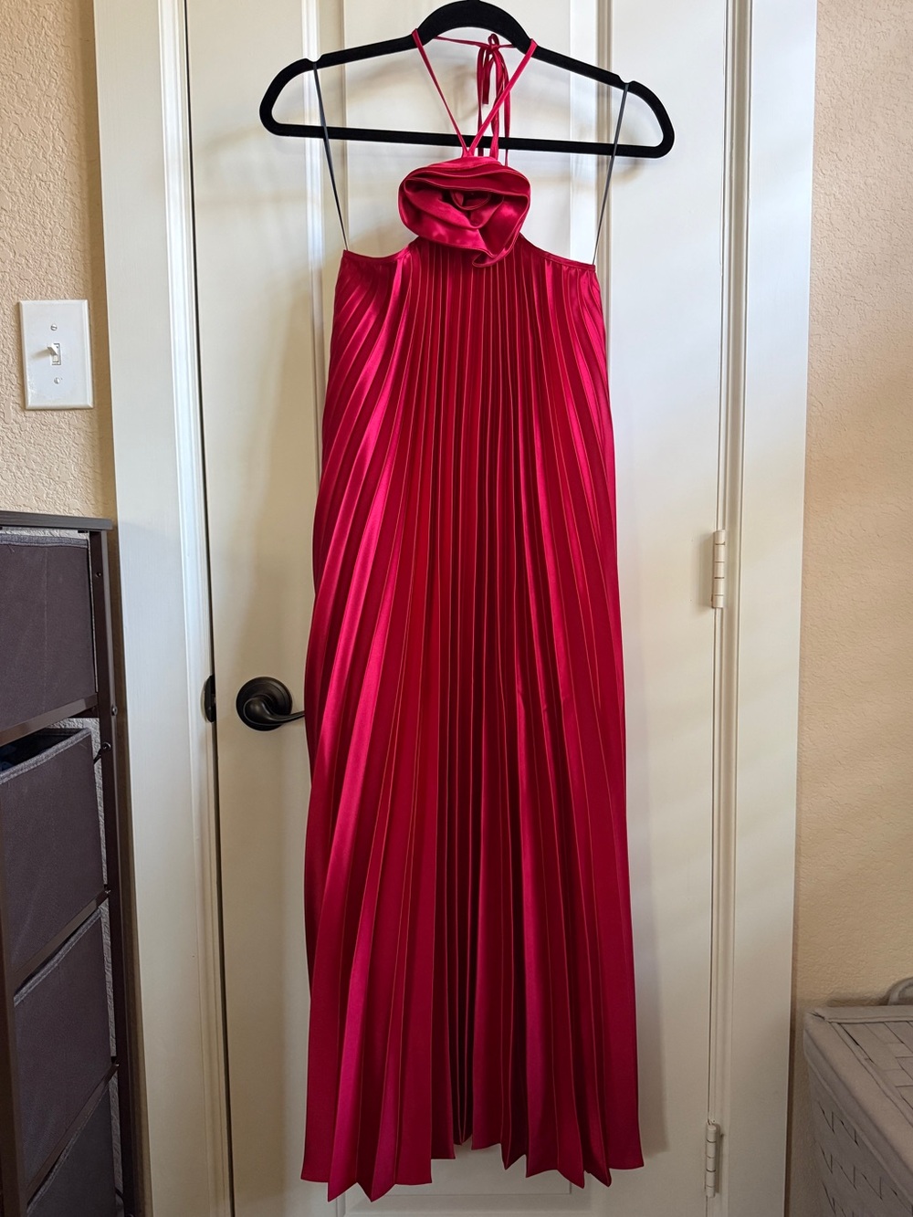 Delfi Halter Midi Dress Red with Flower